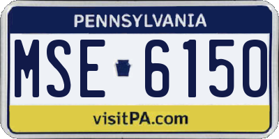 PA license plate MSE6150