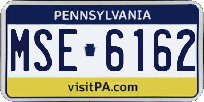 PA license plate MSE6162
