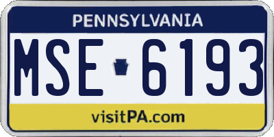 PA license plate MSE6193