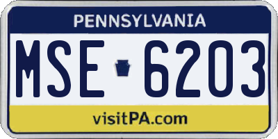 PA license plate MSE6203