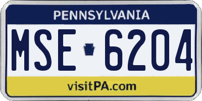 PA license plate MSE6204