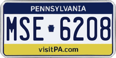 PA license plate MSE6208
