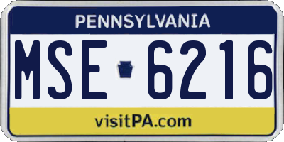 PA license plate MSE6216