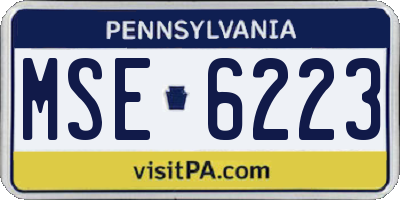 PA license plate MSE6223