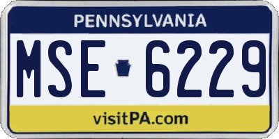 PA license plate MSE6229
