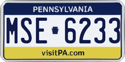 PA license plate MSE6233