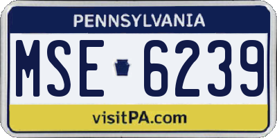 PA license plate MSE6239