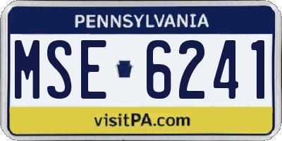 PA license plate MSE6241