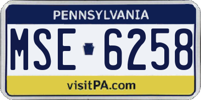 PA license plate MSE6258