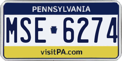 PA license plate MSE6274