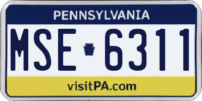 PA license plate MSE6311