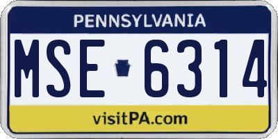 PA license plate MSE6314