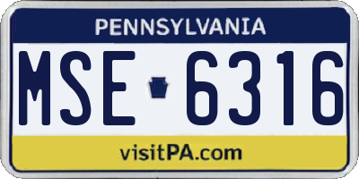 PA license plate MSE6316