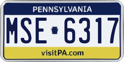 PA license plate MSE6317