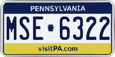 PA license plate MSE6322