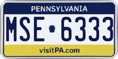 PA license plate MSE6333