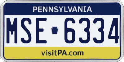 PA license plate MSE6334