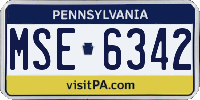 PA license plate MSE6342