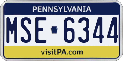 PA license plate MSE6344
