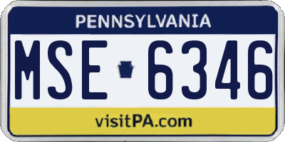 PA license plate MSE6346