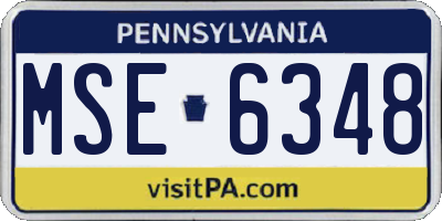 PA license plate MSE6348