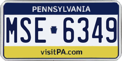 PA license plate MSE6349