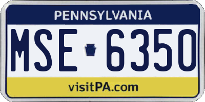 PA license plate MSE6350
