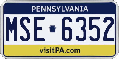 PA license plate MSE6352