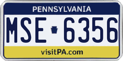 PA license plate MSE6356