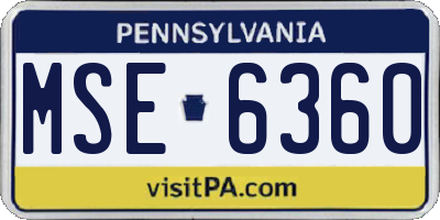 PA license plate MSE6360
