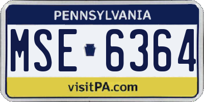 PA license plate MSE6364