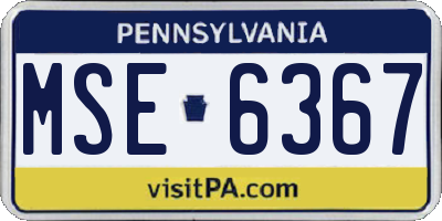 PA license plate MSE6367