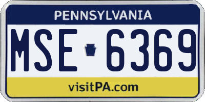 PA license plate MSE6369