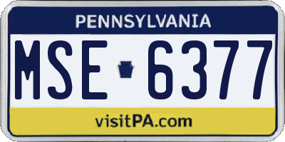 PA license plate MSE6377