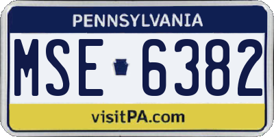 PA license plate MSE6382
