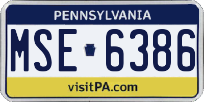 PA license plate MSE6386