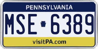 PA license plate MSE6389