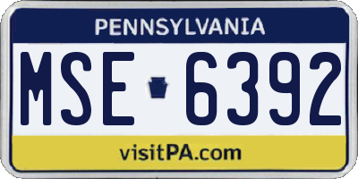 PA license plate MSE6392