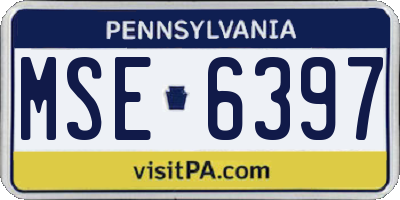 PA license plate MSE6397
