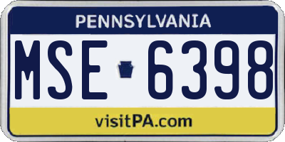 PA license plate MSE6398