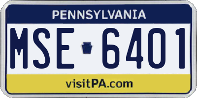 PA license plate MSE6401