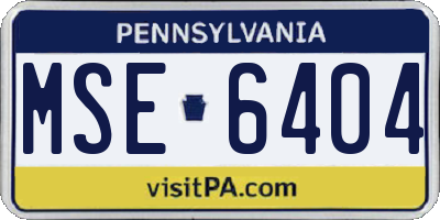 PA license plate MSE6404