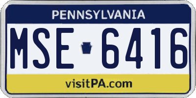 PA license plate MSE6416