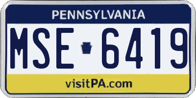 PA license plate MSE6419