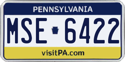 PA license plate MSE6422
