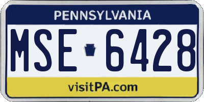 PA license plate MSE6428