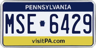 PA license plate MSE6429