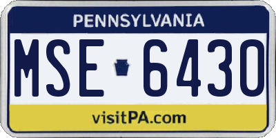 PA license plate MSE6430