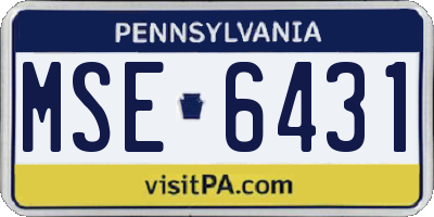 PA license plate MSE6431