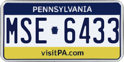 PA license plate MSE6433